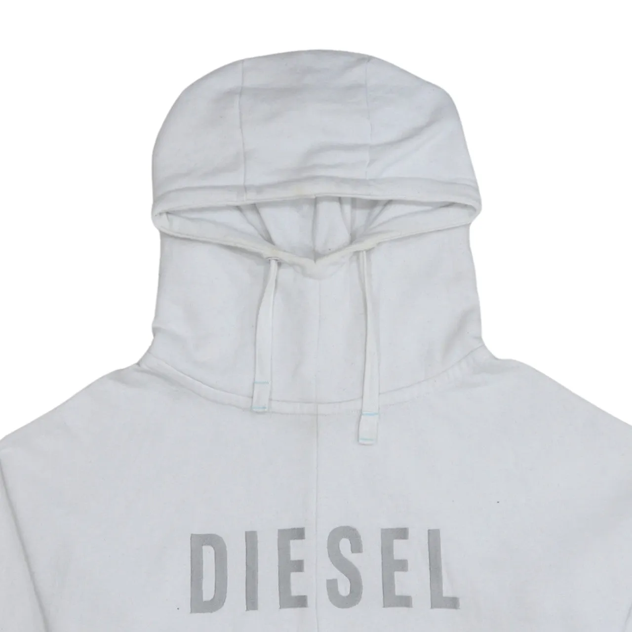 Diesel White Hoodie Women’s Large Printed Logo Front Pocket Pullover Sweatshirt sold by Vintage Club product image thumbnail 3