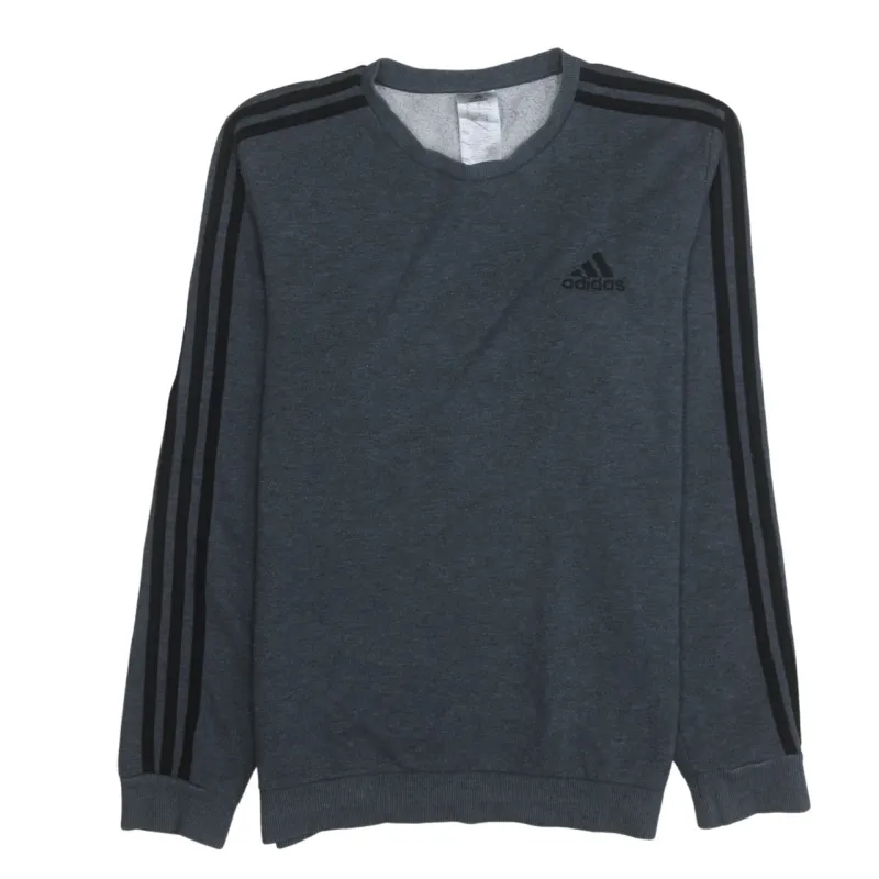 Adidas 90's Striped Sleeve Crew Neck Sweatshirt Small Grey sold by Vintage Club