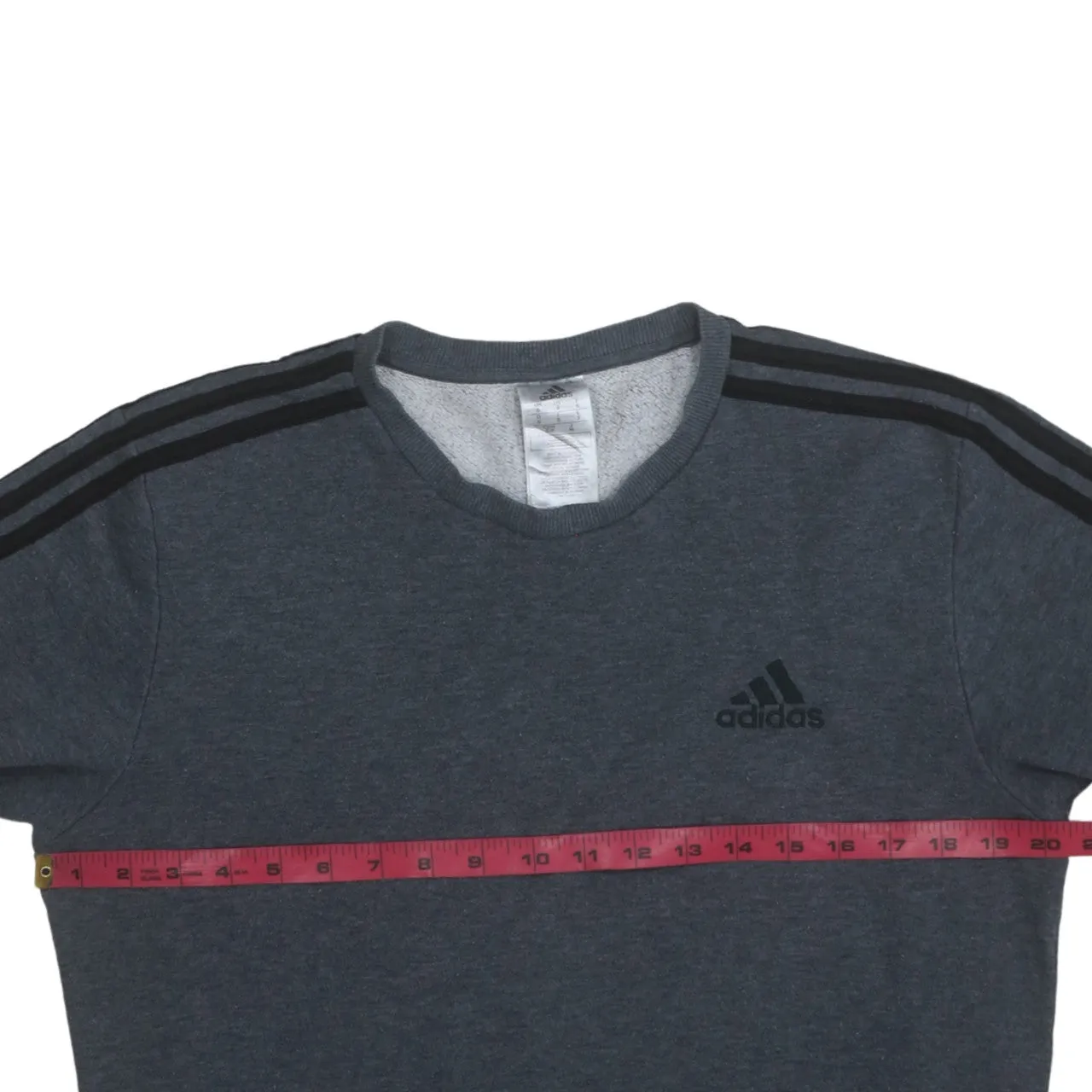 Adidas Dark Grey Sweatshirt Men's Small Embroidered Logo Three Stripe Sleeves Pullover Top sold by Vintage Club product image thumbnail 5