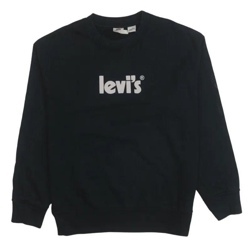 Levi's Black Sweatshirt Men's Medium Printed Logo Crewneck Pullover Fleece Top made by Levi's