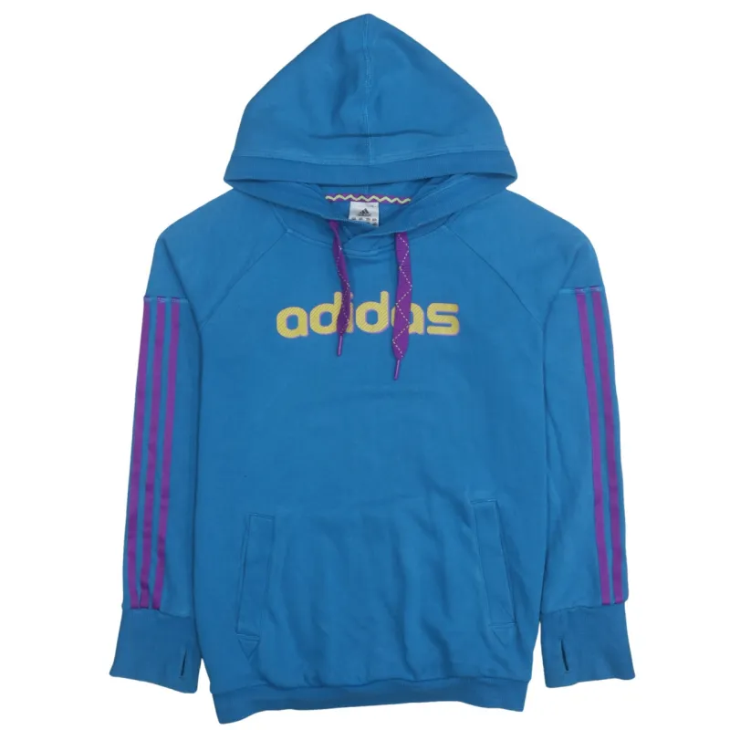 Adidas 90's Spellout Pullover Hoodie Large Blue sold by Vintage Club