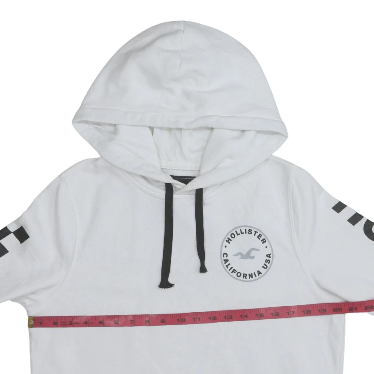 Hollister 90's Drawstring Pockets Pullover Hoodie Small White sold by Vintage Club product image thumbnail 5