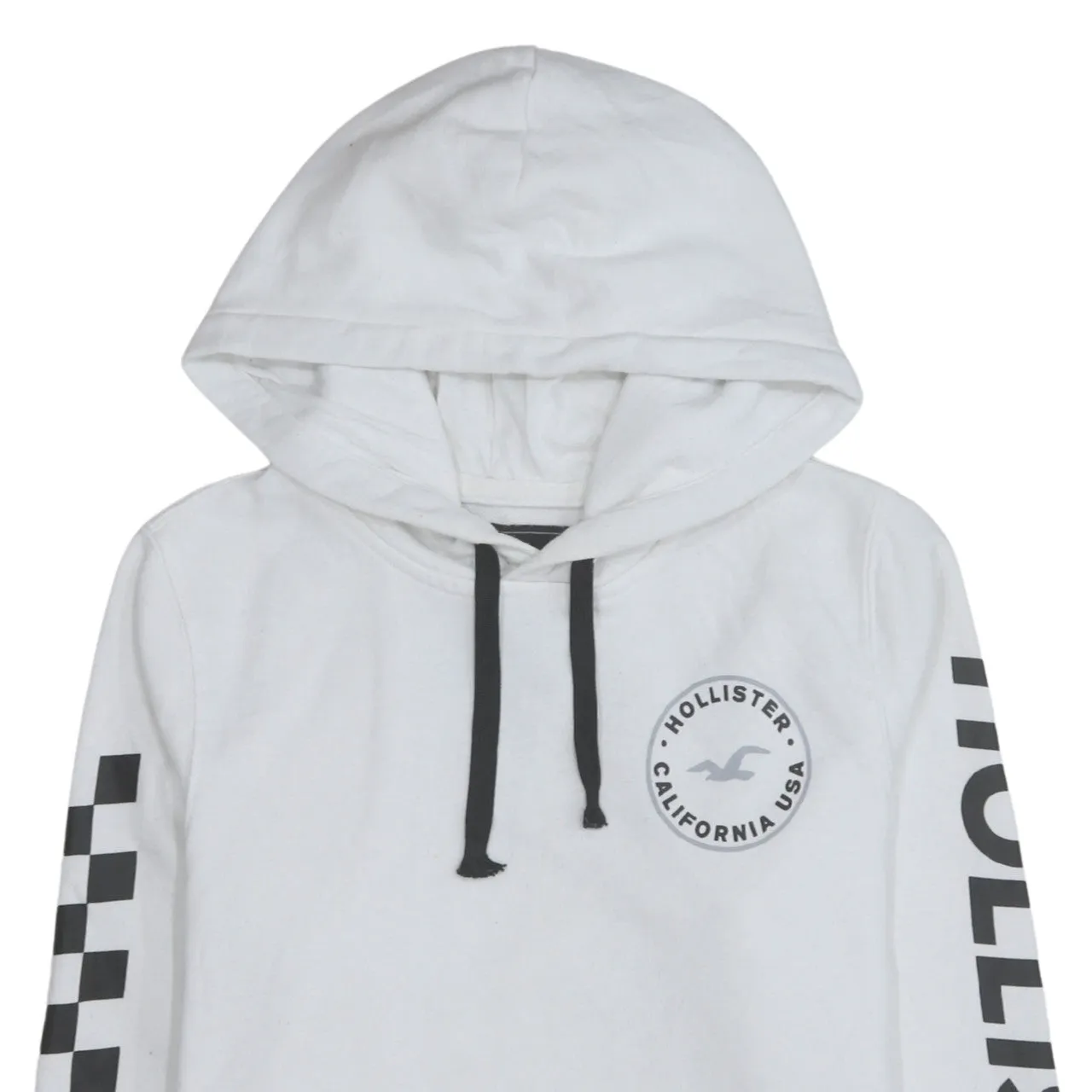 Hollister 90's Drawstring Pockets Pullover Hoodie Small White sold by Vintage Club product image thumbnail 3