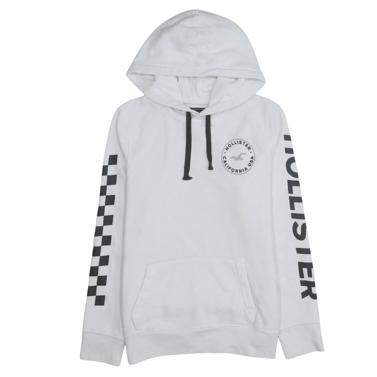 Hollister 90's Drawstring Pockets Pullover Hoodie Small White sold by Vintage Club