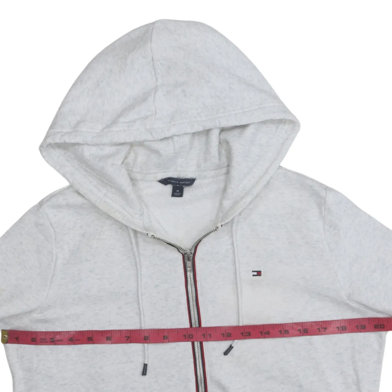 Tommy Hilfiger Light Grey Zip Hoodie Women’s Medium Embroidered Flag Logo Pockets Sweatshirt sold by Vintage Club product image thumbnail 5