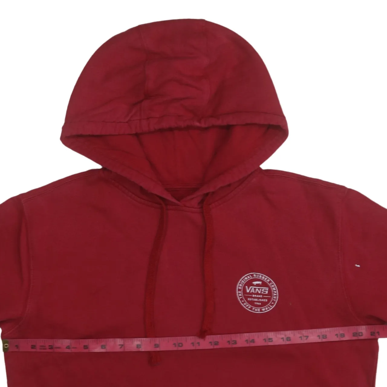 Vans Burgundy Red Hoodie Men’s Medium Printed Logo Front Pocket Pullover Sweatshirt sold by Vintage Club product image thumbnail 5