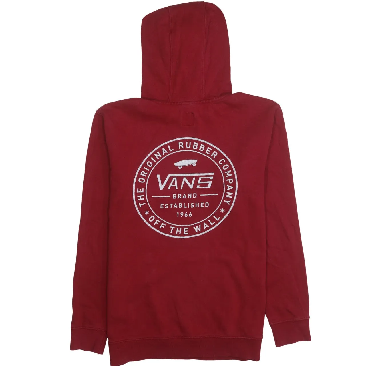 Vans Burgundy Red Hoodie Men’s Medium Printed Logo Front Pocket Pullover Sweatshirt sold by Vintage Club product image thumbnail 2
