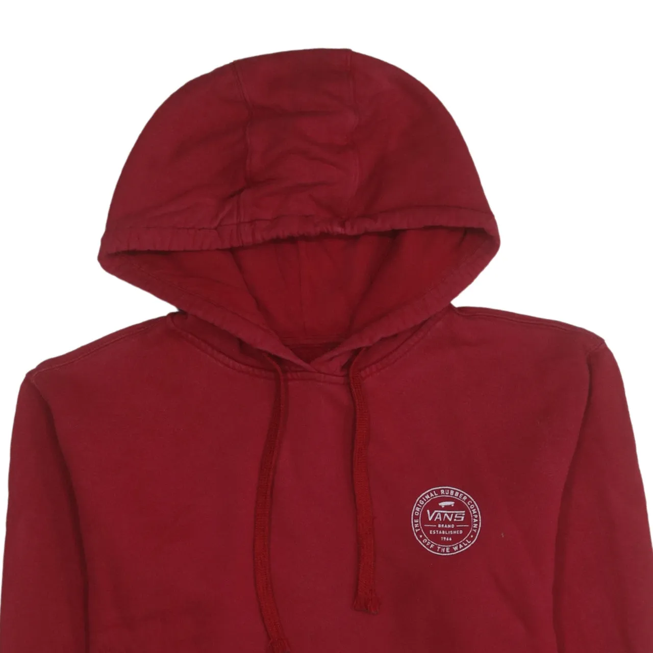Vans Burgundy Red Hoodie Men’s Medium Printed Logo Front Pocket Pullover Sweatshirt sold by Vintage Club product image thumbnail 3