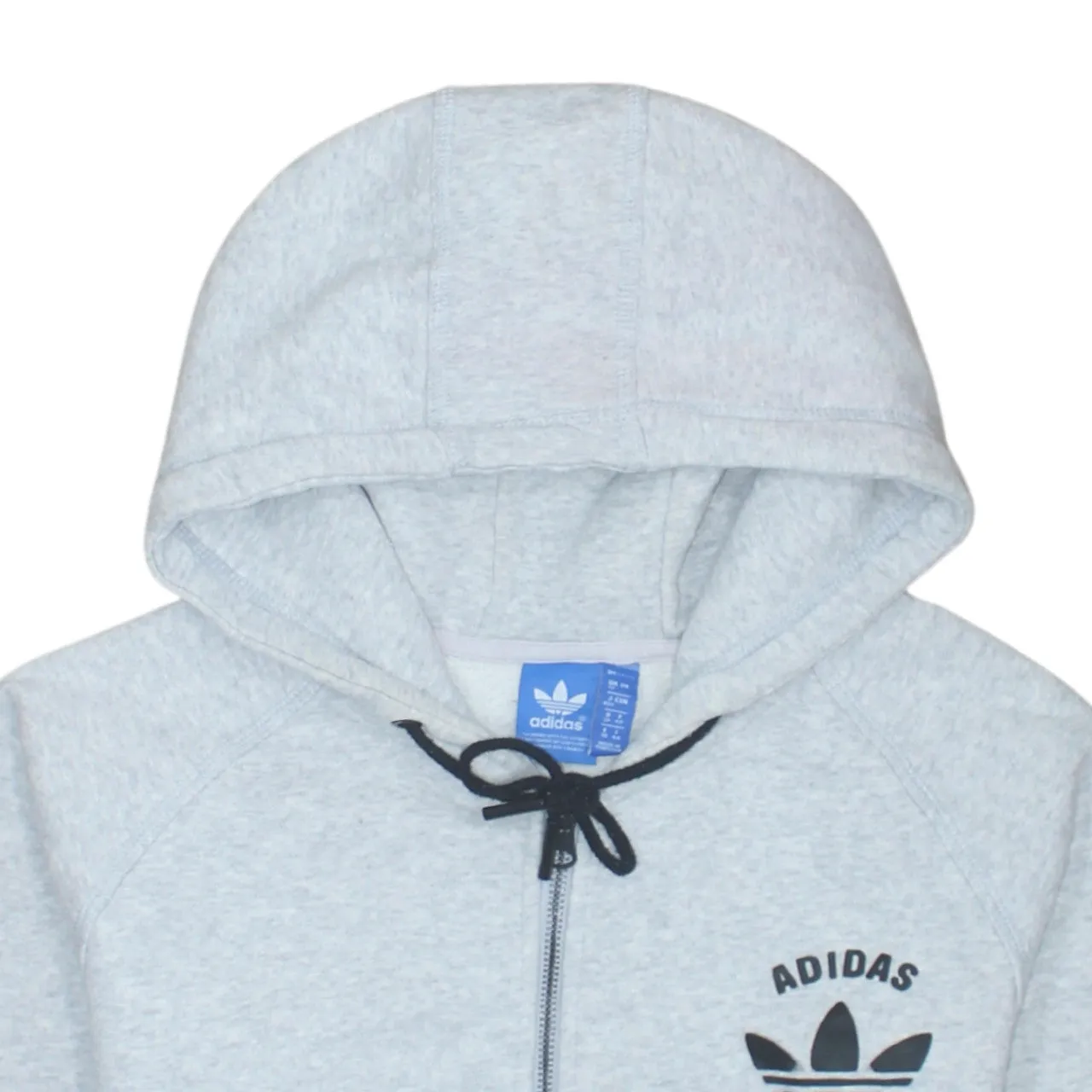 Adidas Light Grey Zip Hoodie Women’s Small Originals Trefoil Printed Logo Pockets Sweatshirt sold by Vintage Club product image thumbnail 3