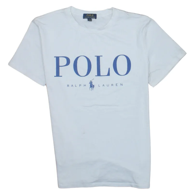 Polo Ralph Lauren White T Shirt Women's Large Big Logo Printed Front Casual Tee Top made by Polo by Ralph Lauren