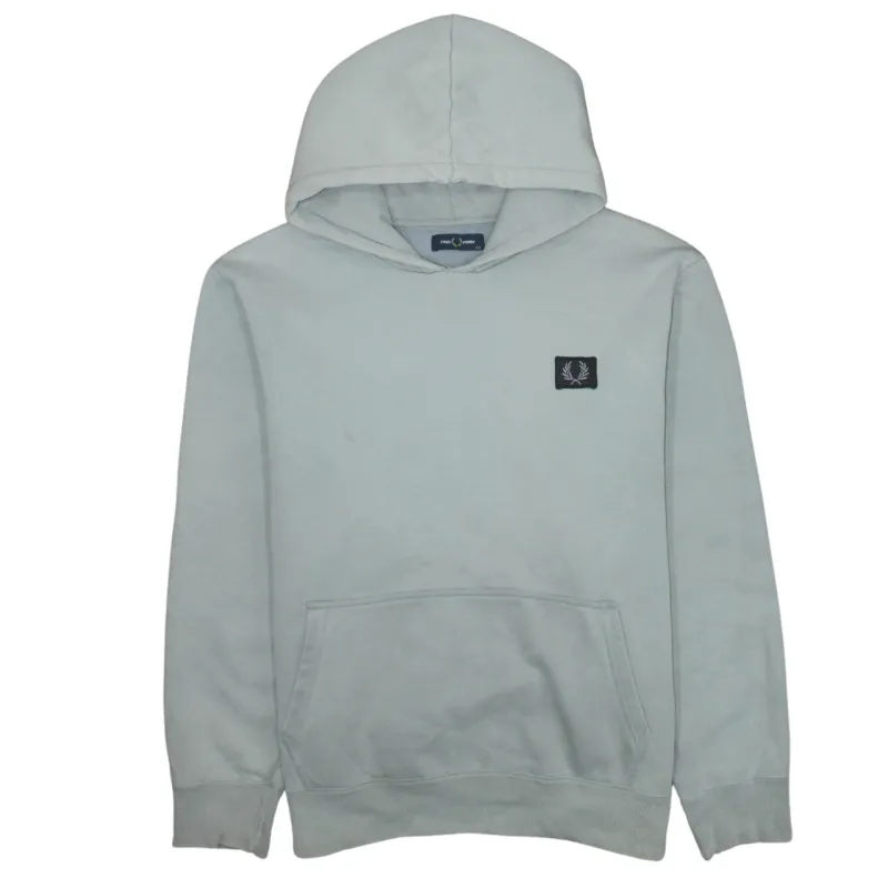 Quiksilver Light Grey Hoodie Women’s XXLarge Chest Logo Patch Front Pouch Fleece Sweatshirt made by Fred Perry