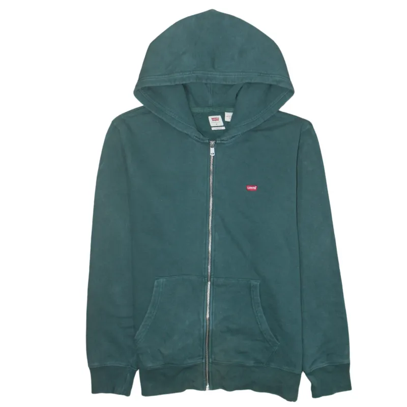 Levi's 90's Drawstring Pockets Full Zip Up Hoodie Medium Green made by Levi's