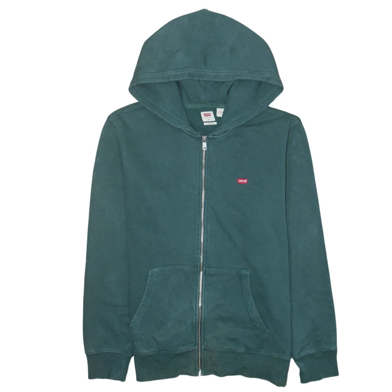 Levi's 90's Drawstring Pockets Full Zip Up Hoodie Medium Green sold by Vintage Club
