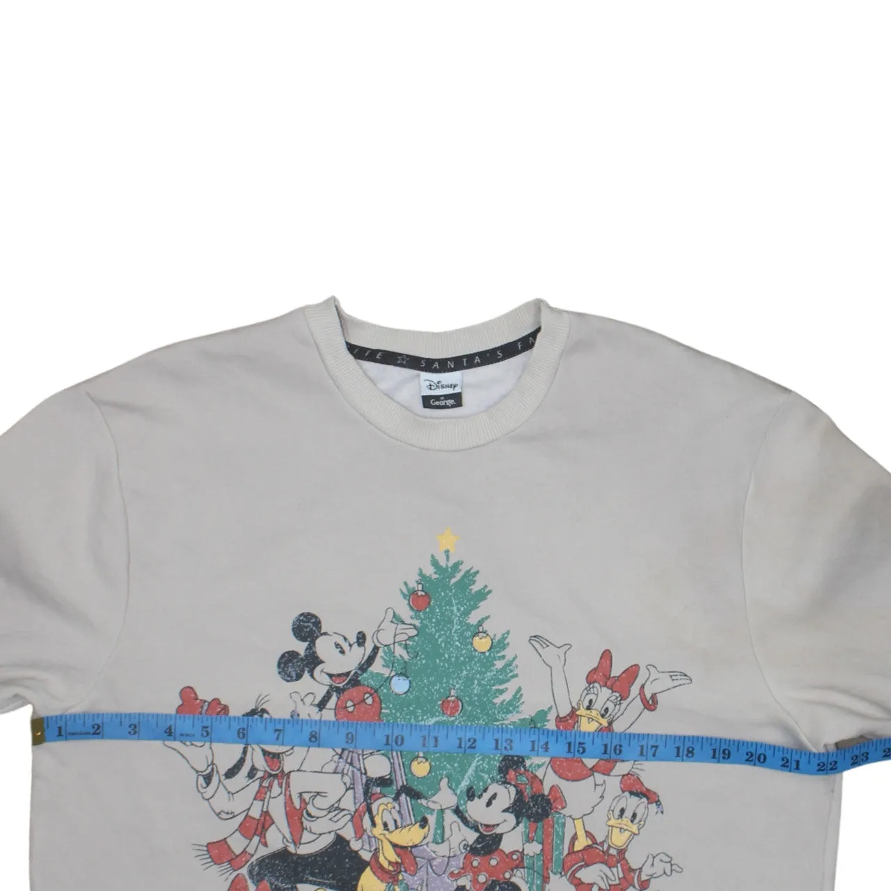 Disney Cream Christmas Sweatshirt Women's Medium Printed Mickey Graphic Crewneck Pullover Top sold by Vintage Club product image thumbnail 5