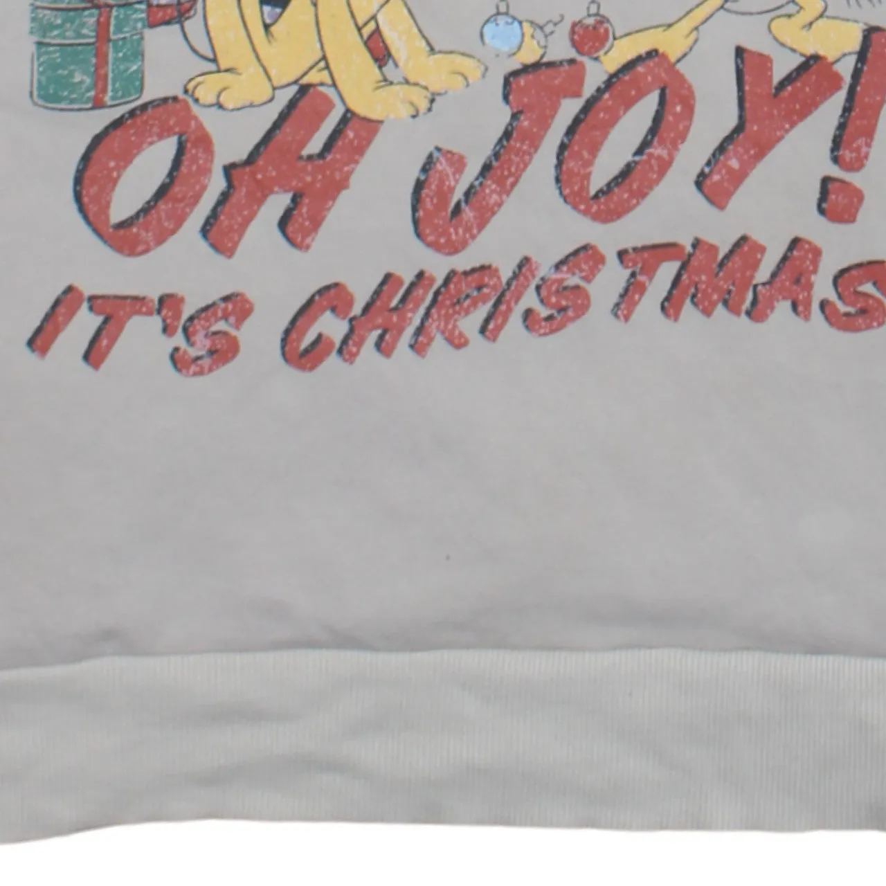 Disney Cream Christmas Sweatshirt Women's Medium Printed Mickey Graphic Crewneck Pullover Top sold by Vintage Club product image thumbnail 4