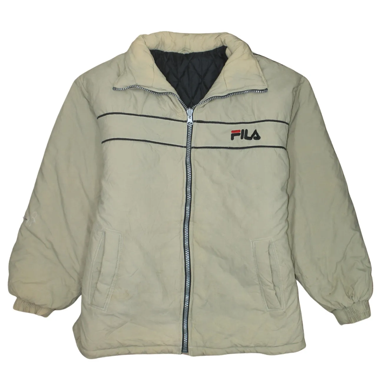 Fila 90's Lightweight Full Zip Up Windbreaker Large Beige Cream sold by Vintage Club