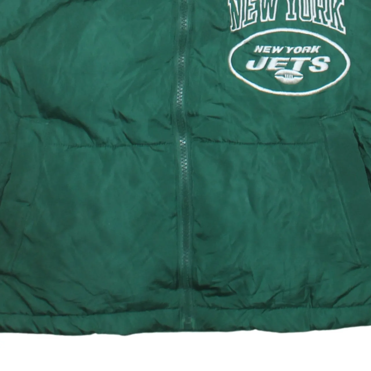 Primark Green Gilet Women’s Small New York Jets Printed Logo Zip Puffer Vest sold by Vintage Club product image thumbnail 4