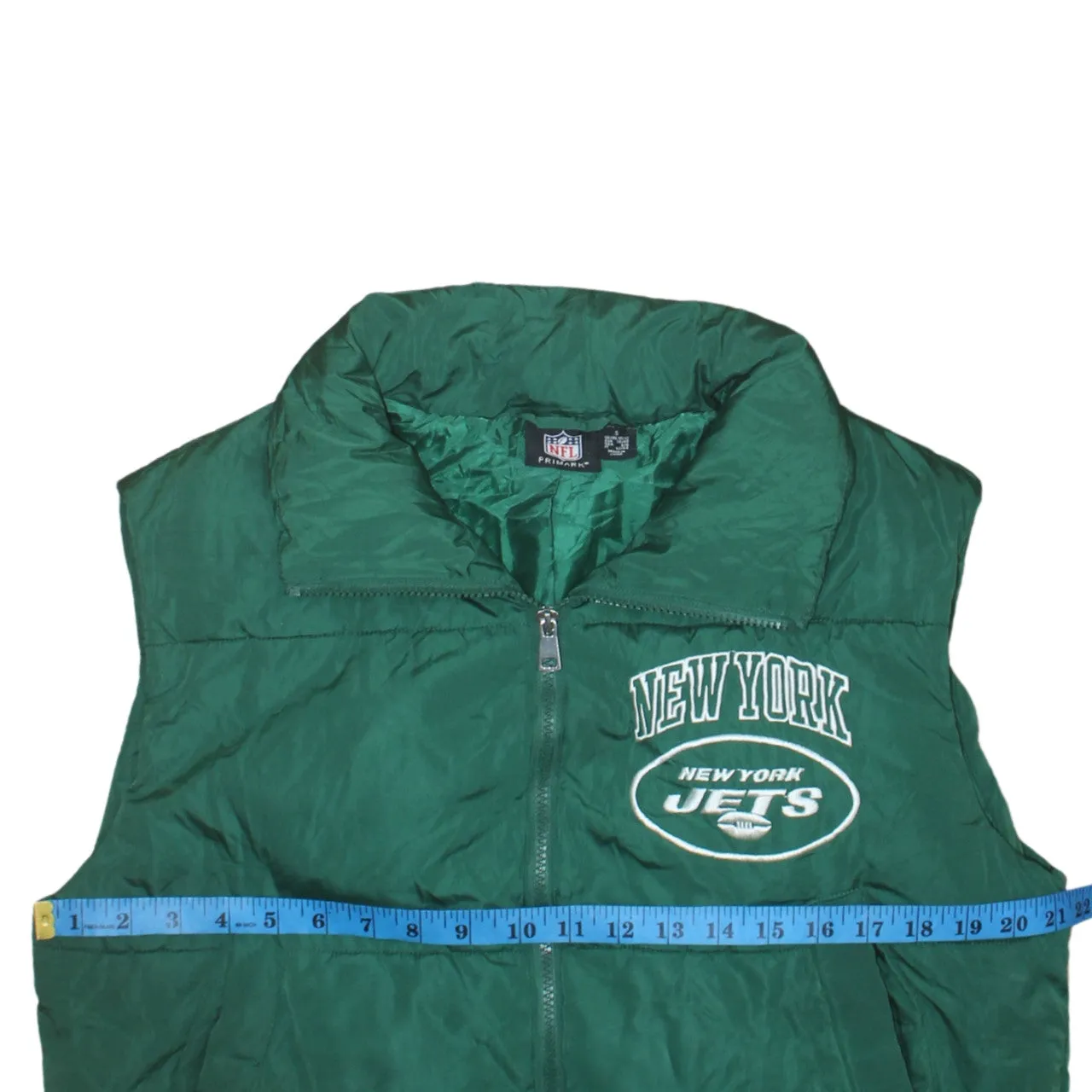 Primark Green Gilet Women’s Small New York Jets Printed Logo Zip Puffer Vest sold by Vintage Club product image thumbnail 5