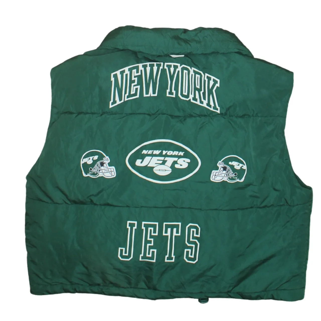 Primark Green Gilet Women’s Small New York Jets Printed Logo Zip Puffer Vest sold by Vintage Club product image thumbnail 2