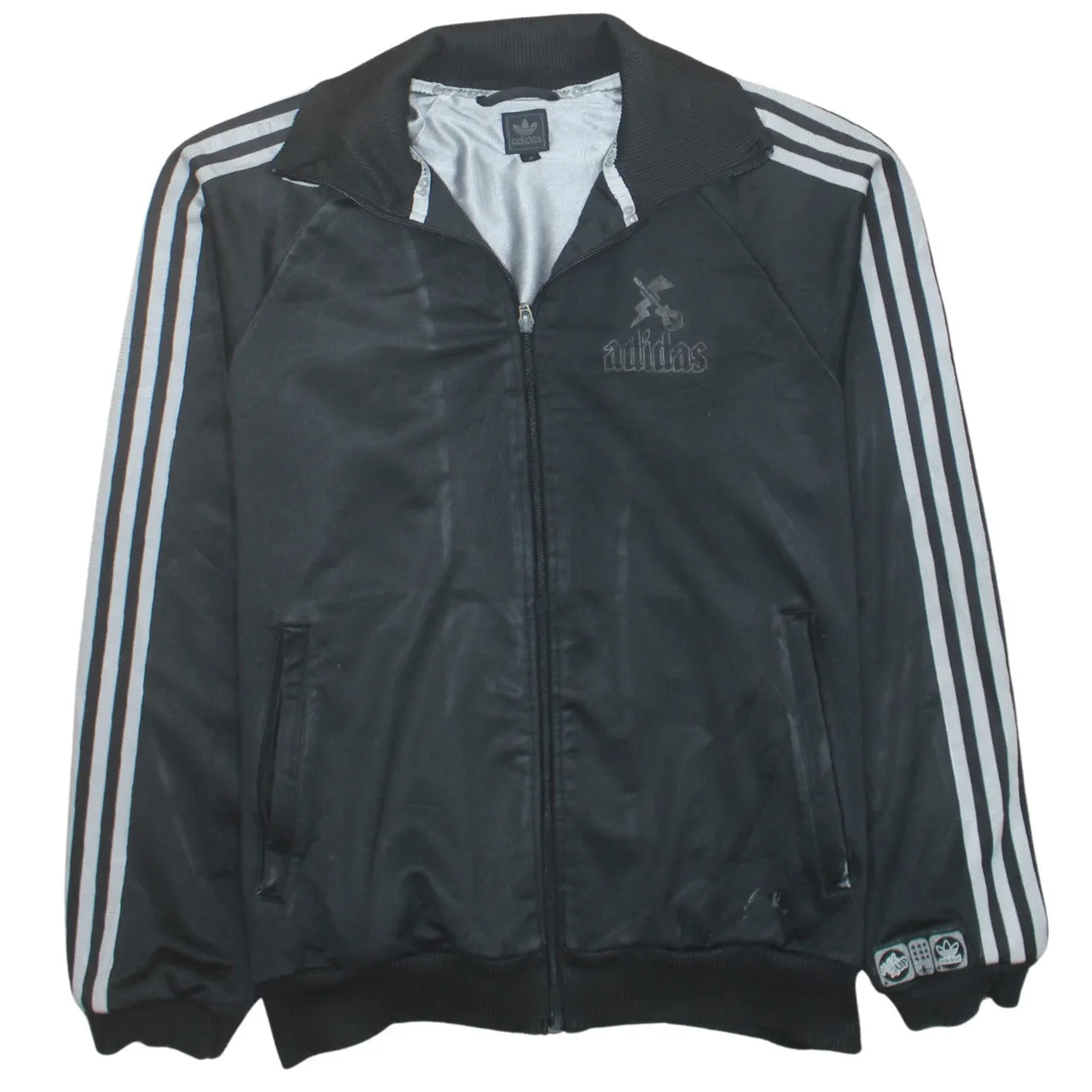Adidas 90's Striped Sleeve Full Zip Up Sweatshirt Medium Black sold by Vintage Club