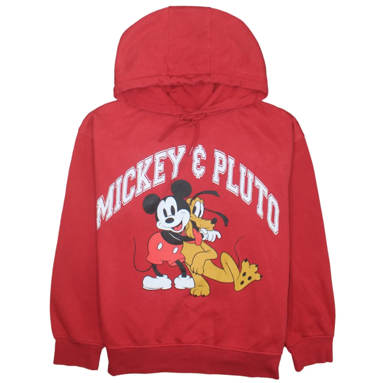 Disney 90's Mickey Mouse & Pluto Pullover Hoodie Medium Red sold by Vintage Club