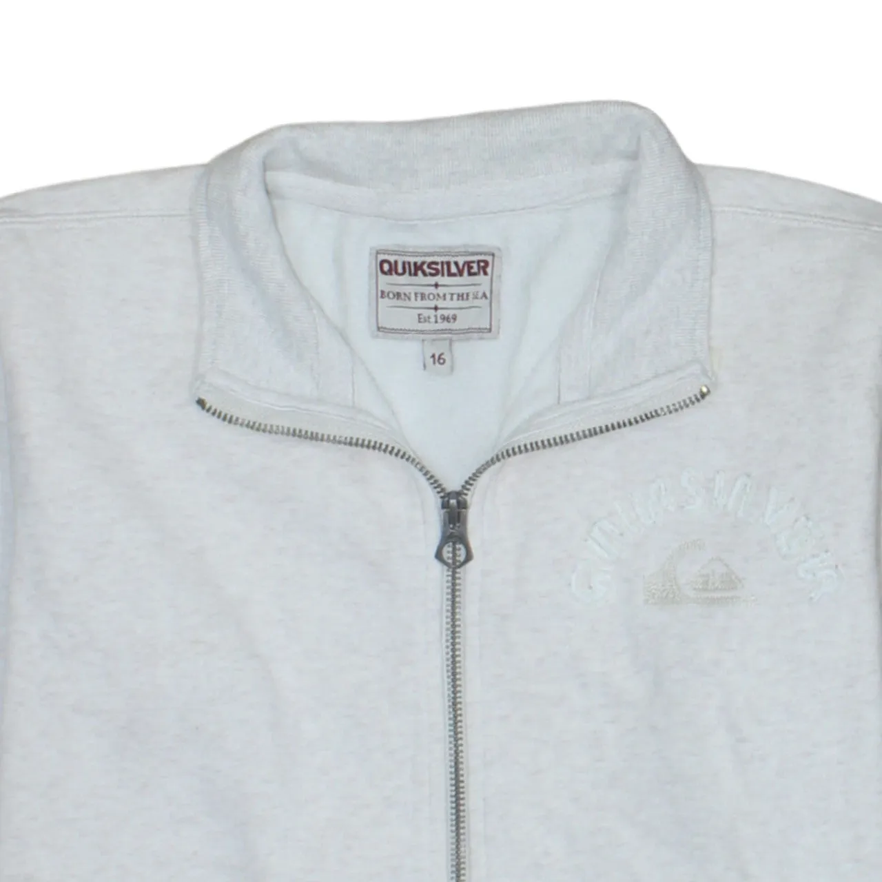 Quiksilver Light Grey Full Zip Sweatshirt Women's Large Embroidered Chest Logo Pockets Fleece Top sold by Vintage Club product image thumbnail 3