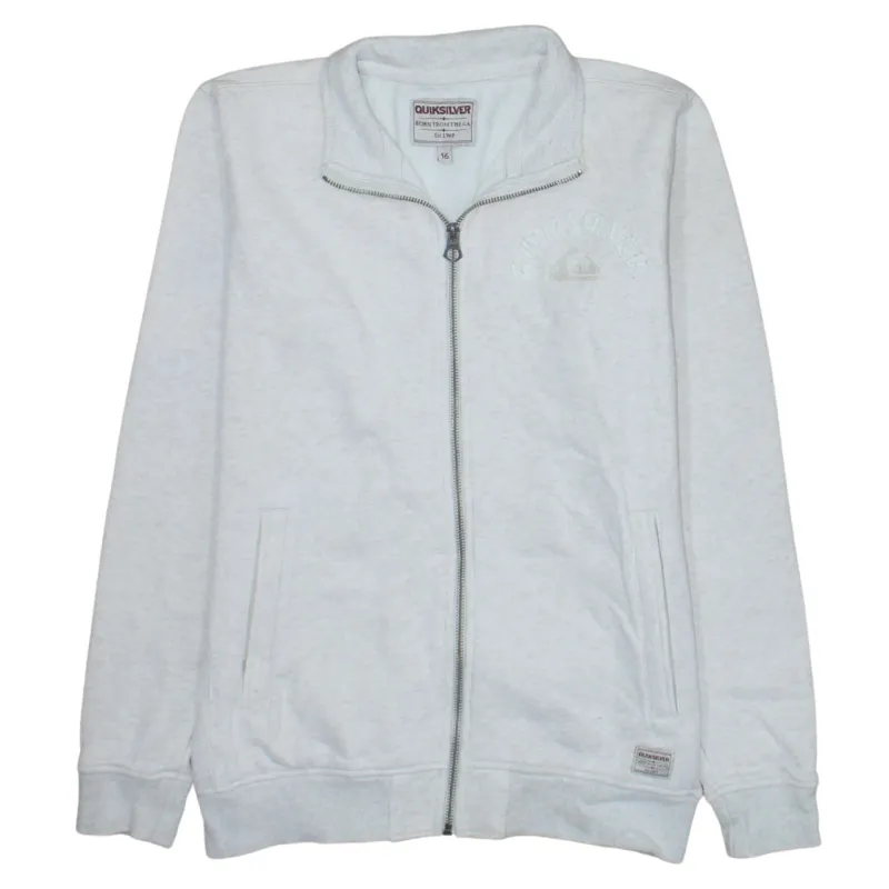 Quiksilver Light Grey Full Zip Sweatshirt Women's Large Embroidered Chest Logo Pockets Fleece Top sold by Vintage Club