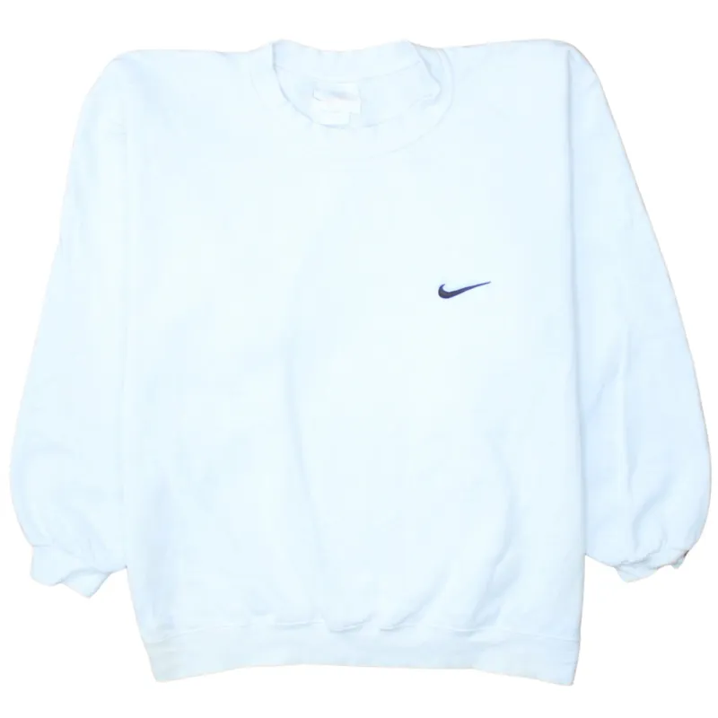 Nike 90's Swoosh Crew Neck Sweatshirt Medium White sold by Vintage Club
