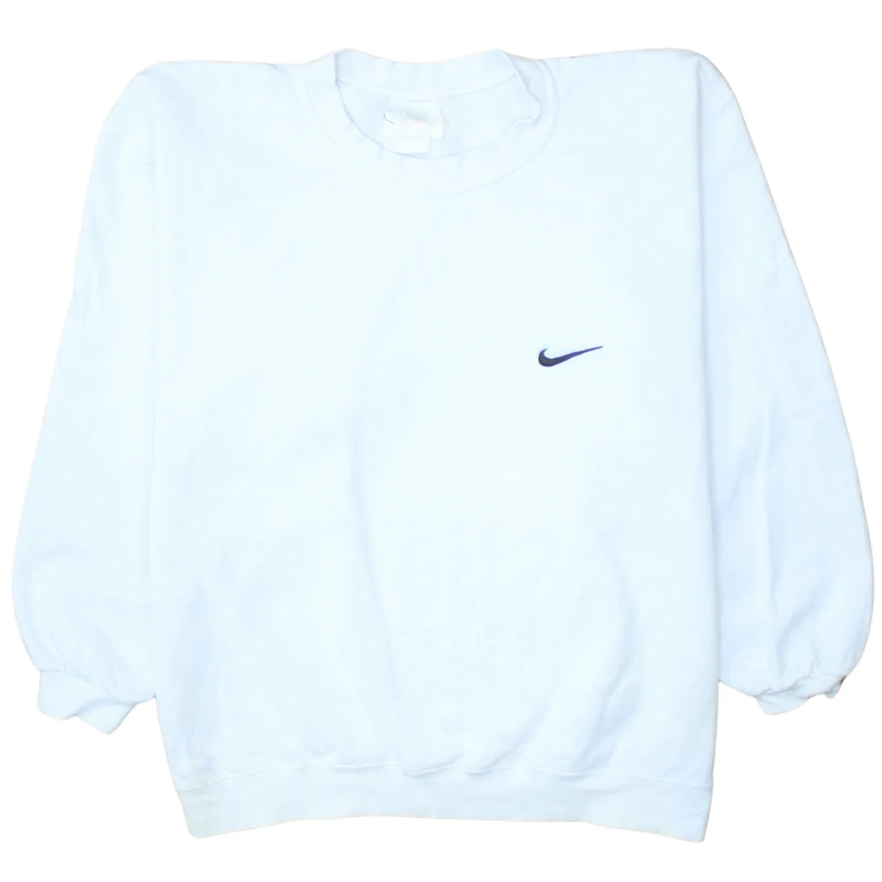 Nike 90's Swoosh Crew Neck Sweatshirt Medium White sold by Vintage Club