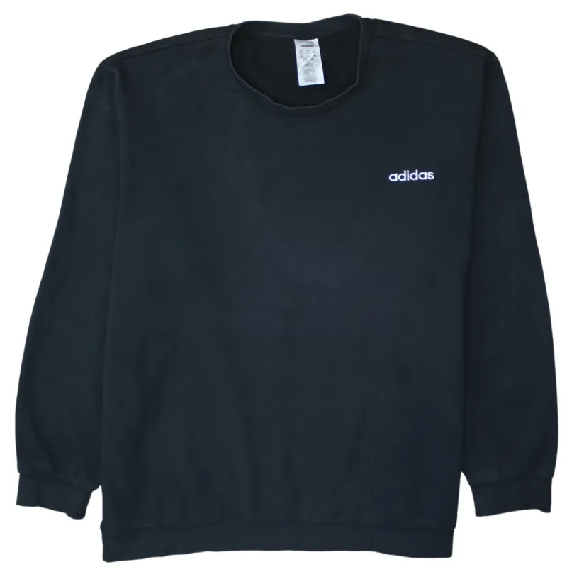 Adidas Black Sweatshirt Men's 3XL Embroidered Chest Logo Crewneck Pullover Fleece Top made by Adidas