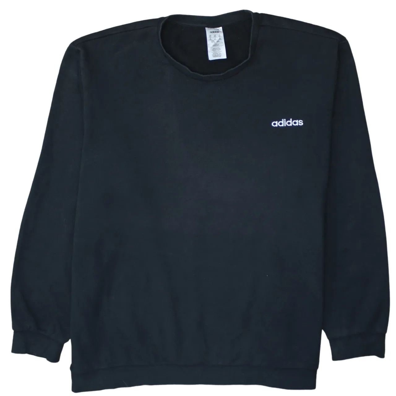 Adidas Black Sweatshirt Men's 3XL Embroidered Chest Logo Crewneck Pullover Fleece Top sold by Vintage Club