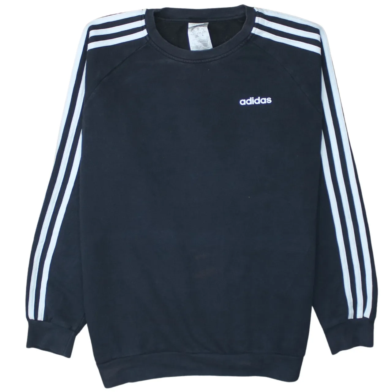 Adidas 90's Striped Sleeve Crew Neck Sweatshirt XSmall Black sold by Vintage Club