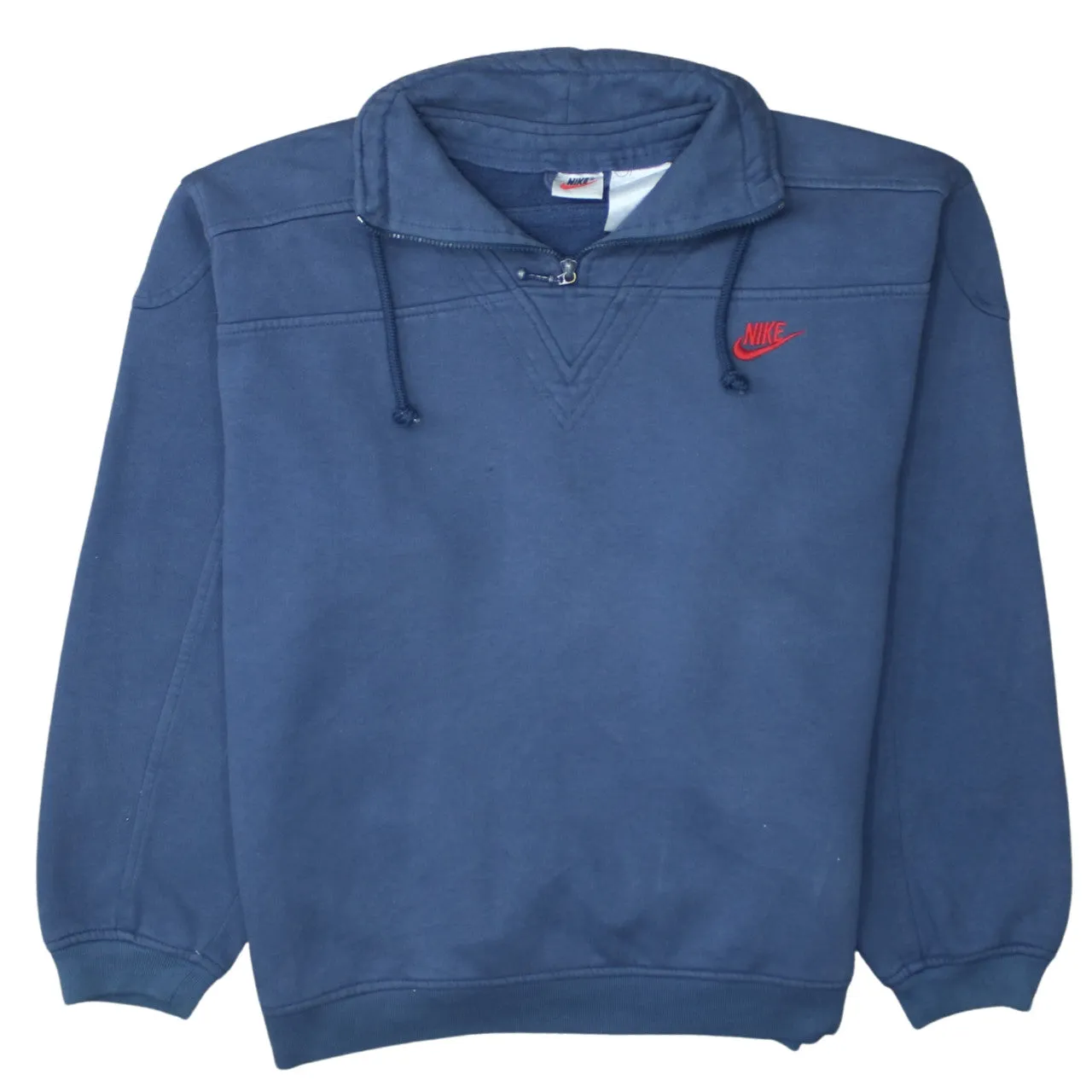 Nike 90's Swoosh Quarter Zip Sweatshirt Medium Navy Blue sold by Vintage Club