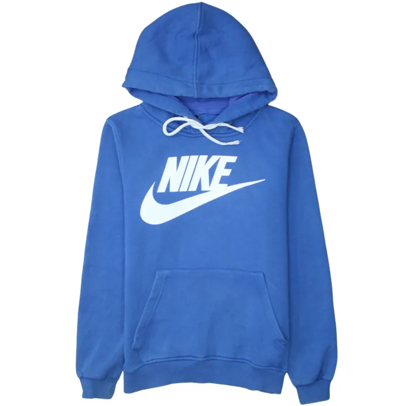 Nike Blue Hoodie Men's Small Printed Logo Drawstring Hood Front Pocket Sweatshirt made by Nike