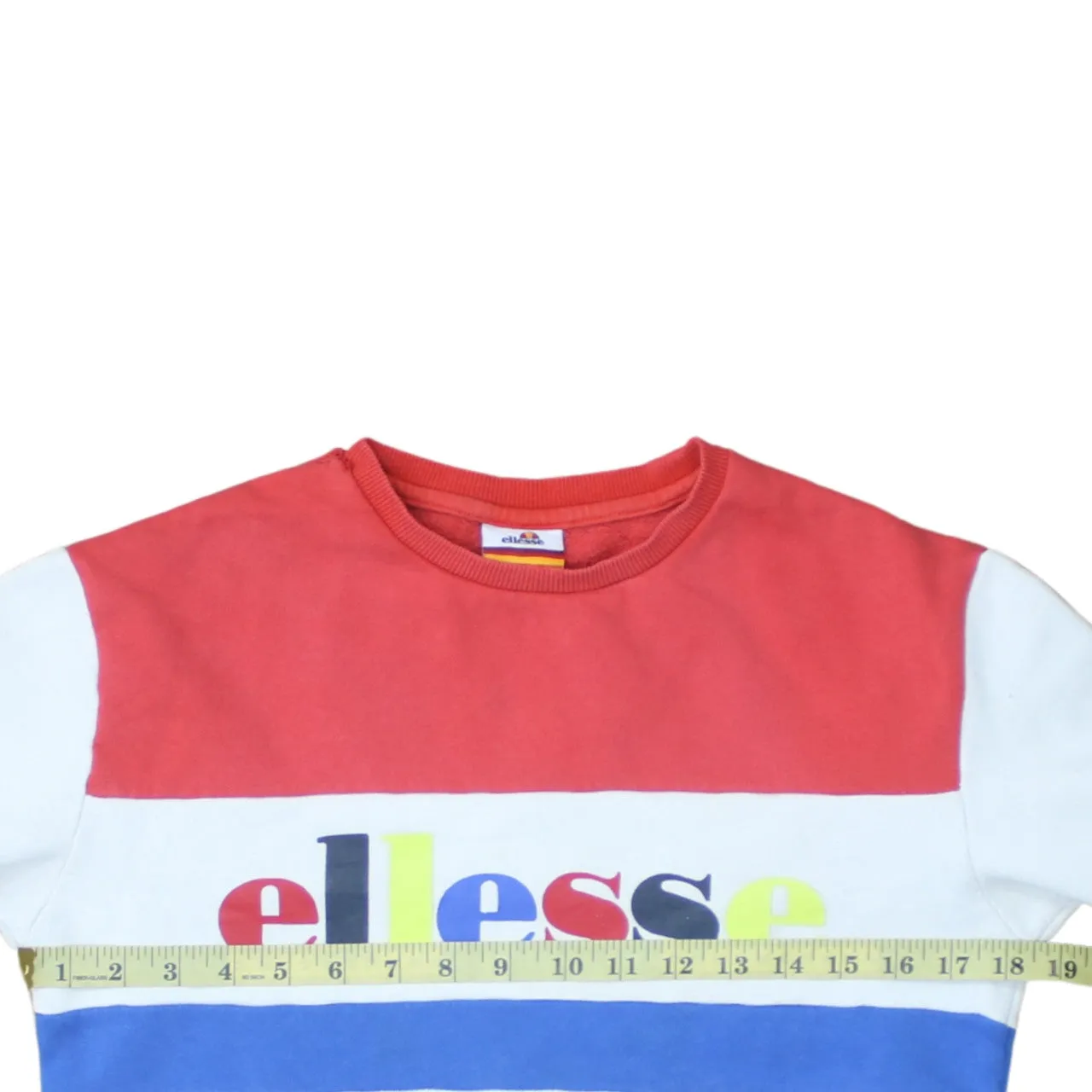 Ellesse Red White Colour Block Sweatshirt Women's UK 6 Printed Logo Crewneck Pullover Top sold by Vintage Club product image thumbnail 5