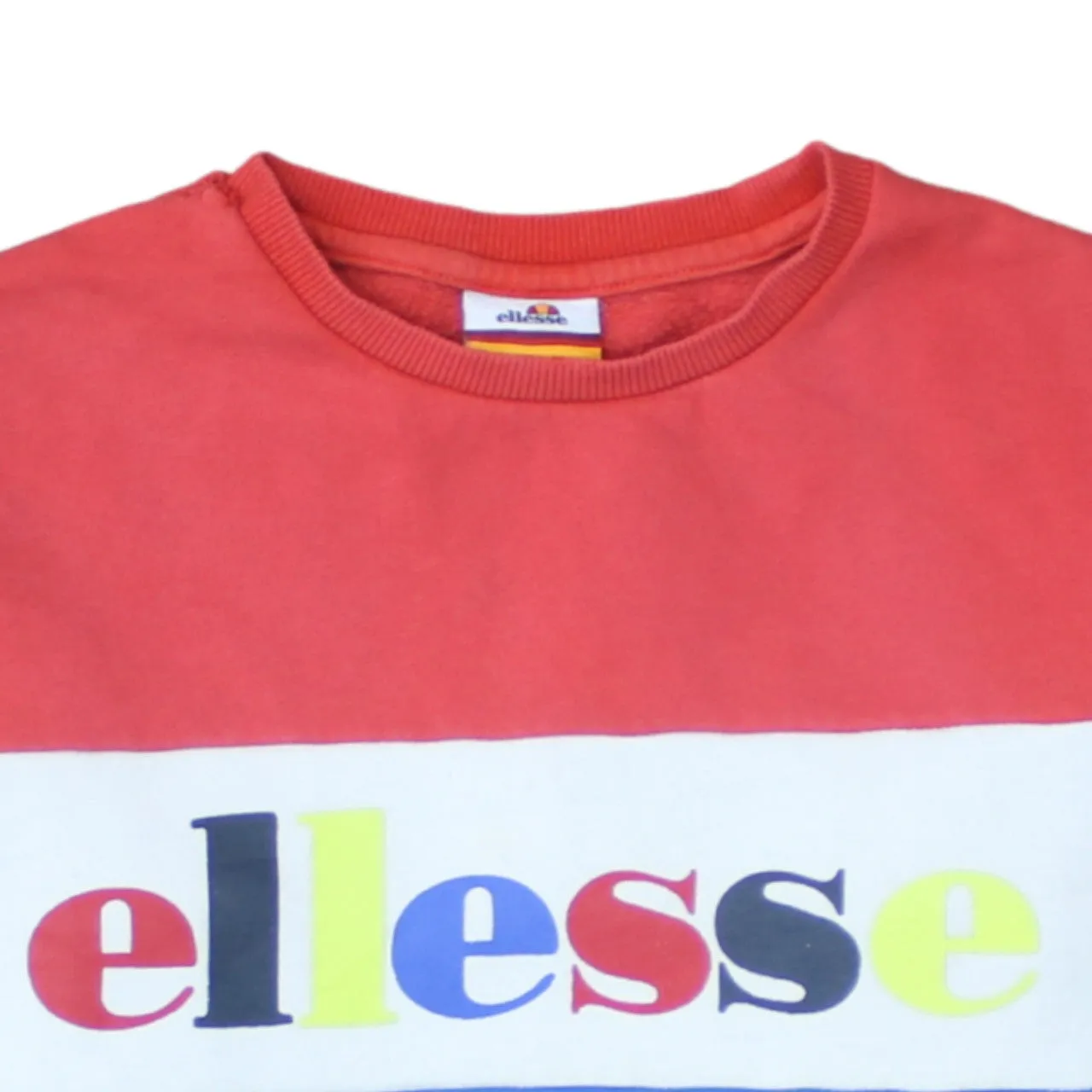Ellesse Red White Colour Block Sweatshirt Women's UK 6 Printed Logo Crewneck Pullover Top sold by Vintage Club product image thumbnail 3