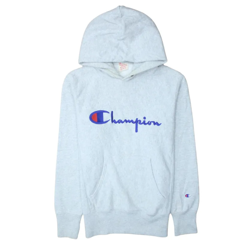 Champion 90's Spellout Pullover Hoodie Medium Grey sold by Vintage Club