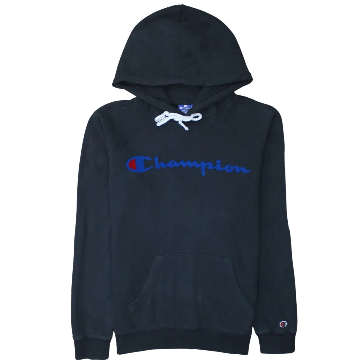 Champion 90's Spellout Pullover Hoodie Small Black sold by Vintage Club