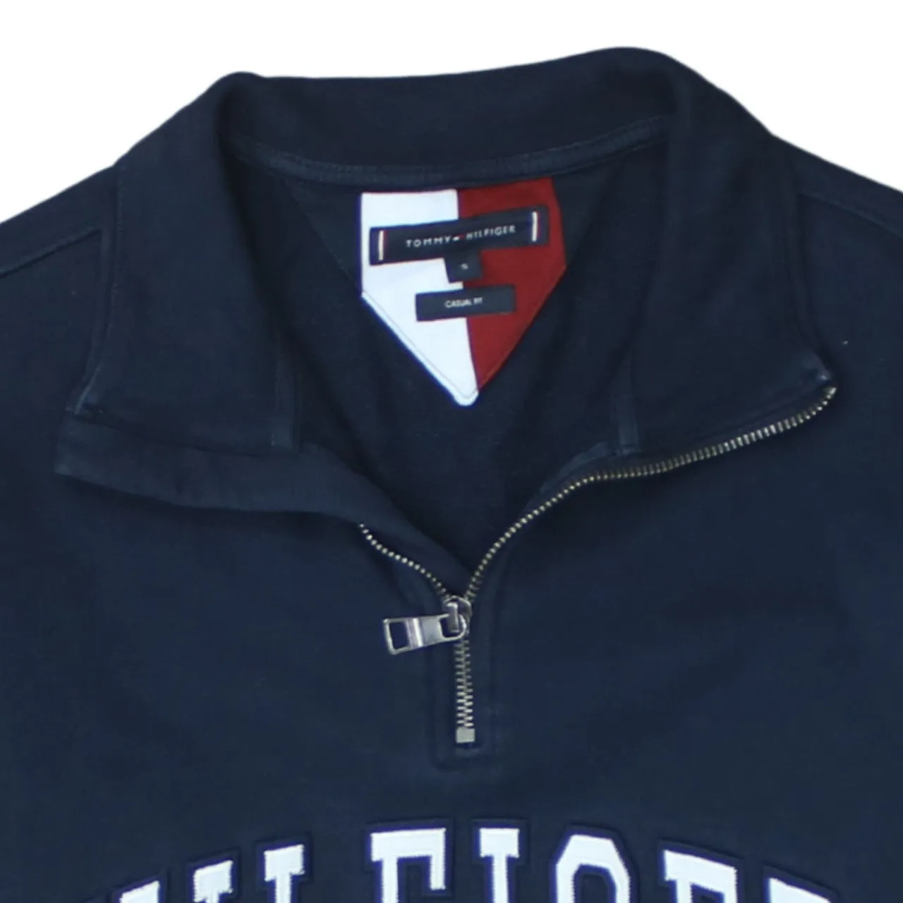 Tommy Hilfiger 90's Hilfiger Quarter Zip Sweatshirt Small Navy Blue sold by Vintage Club product image thumbnail 3