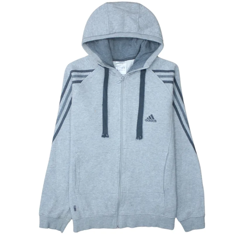 Adidas 90's Striped Sleeve Full Zip Up Hoodie Medium Grey sold by Vintage Club
