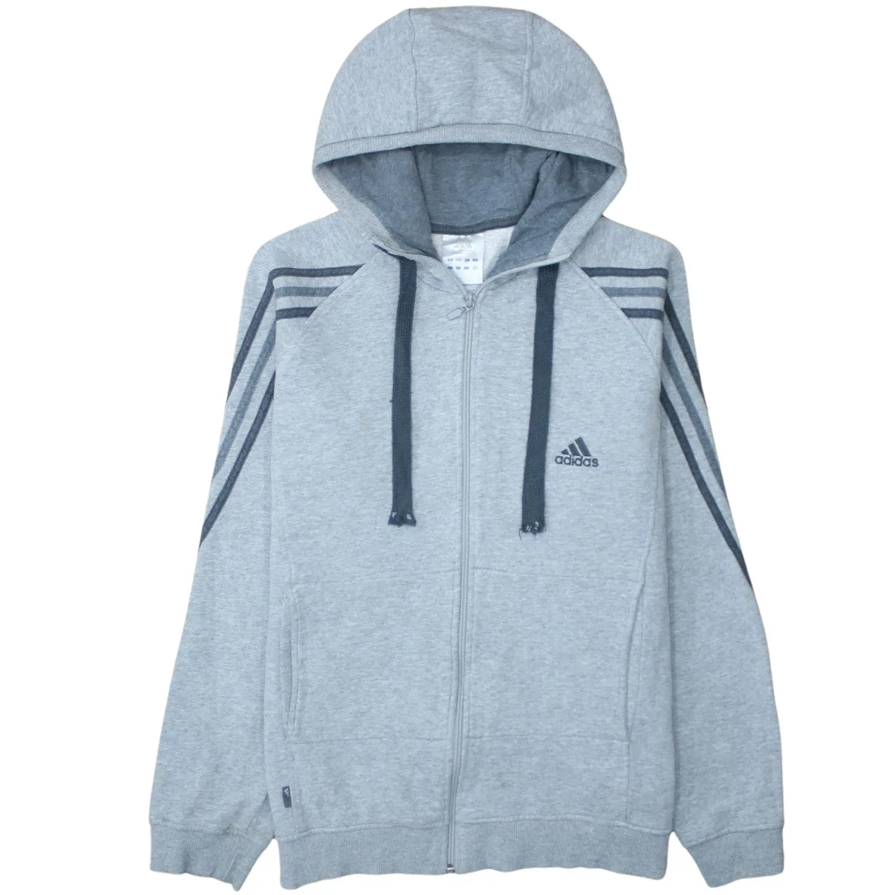 Adidas 90's Striped Sleeve Full Zip Up Hoodie Medium Grey sold by Vintage Club