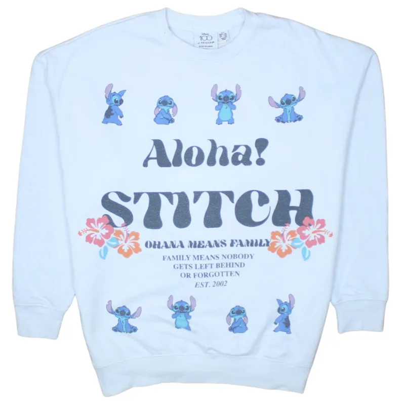 Disney White Stitch Sweatshirt Women’s XXSmall Printed Graphic Crewneck Pullover Fleece Top sold by Vintage Club