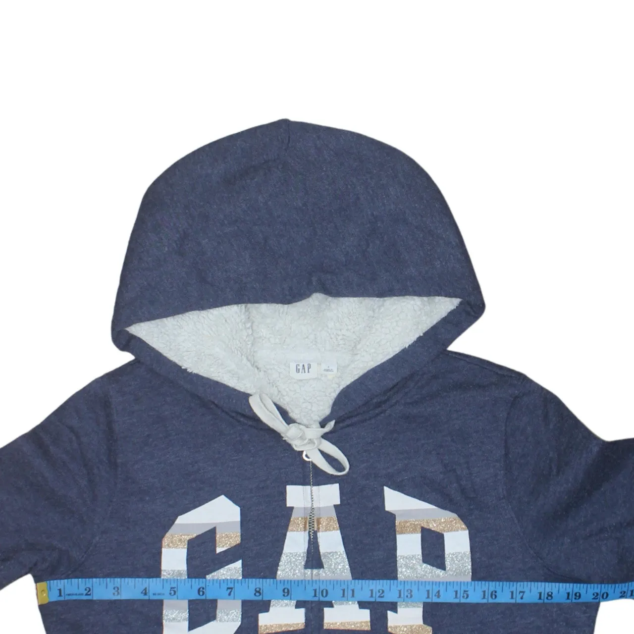 Gap Navy Blue Zip Hoodie Men's Small Printed Logo Fleece Lined Pockets Sweatshirt sold by Vintage Club product image thumbnail 5