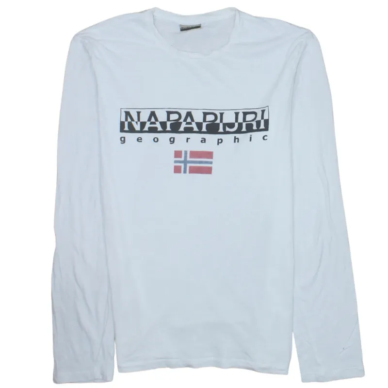 Napapijri 90's Spellout Crew Neck Sweatshirt Medium White sold by Vintage Club
