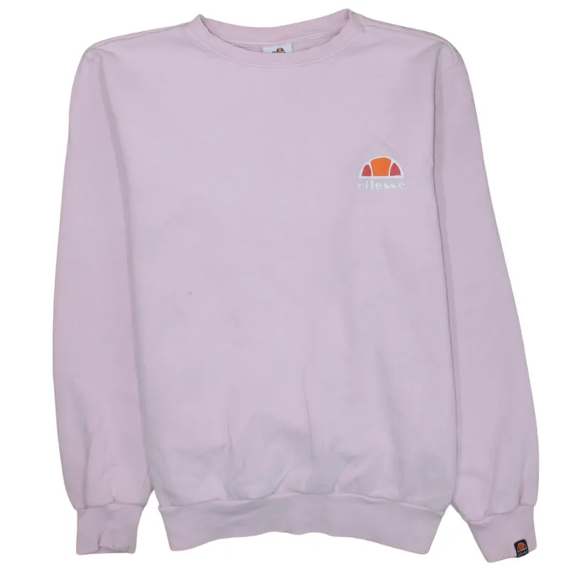 Ellesse Light Pink Sweatshirt Women's Medium Embroidered Chest Logo Ribbed Cuffs Pullover Top made by Ellesse