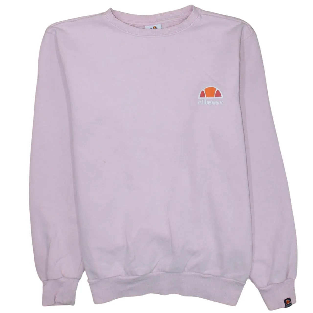 Ellesse Light Pink Sweatshirt Women's Medium Embroidered Chest Logo Ribbed Cuffs Pullover Top sold by Vintage Club