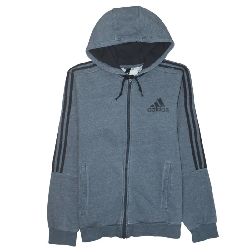 Adidas 90's Striped Sleeve Full Zip Up Hoodie Medium Grey sold by Vintage Club