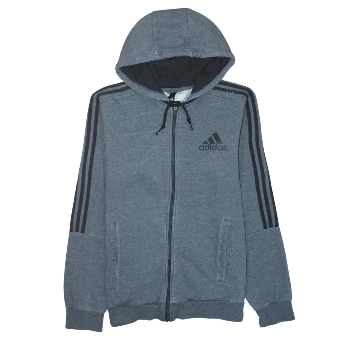Adidas 90's Striped Sleeve Full Zip Up Hoodie Medium Grey sold by Vintage Club