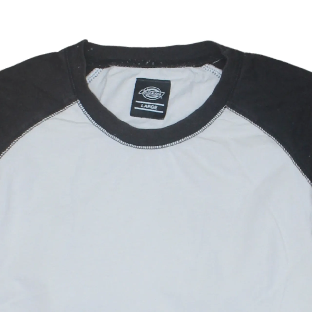 Dickies White Black Long Sleeve T Shirt Women’s Large Raglan Contrast Cotton Top sold by Vintage Club product image thumbnail 3