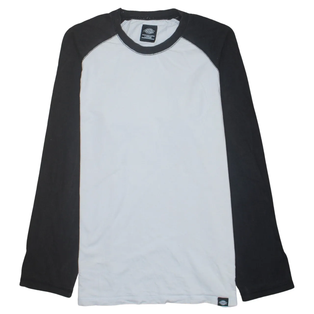 Dickies White Black Long Sleeve T Shirt Women’s Large Raglan Contrast Cotton Top sold by Vintage Club